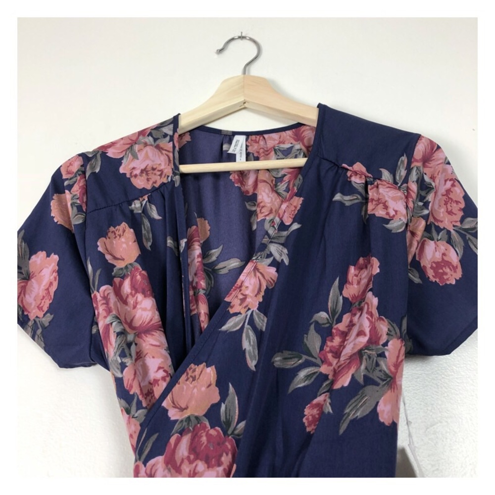 floral wrap maxi / cap sleeve kimono